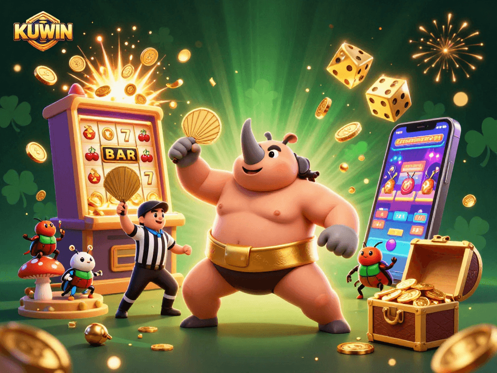 KUWIN engages players with dynamic casino visuals featuring vibrant characters and thrilling game elements.