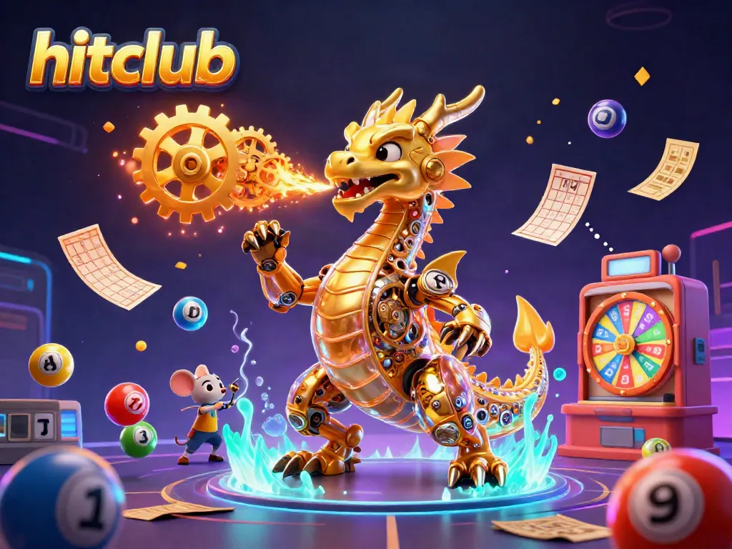 Experience the thrill of hitclub with a fantastical golden dragon and casino elements in a vibrant 3D world.