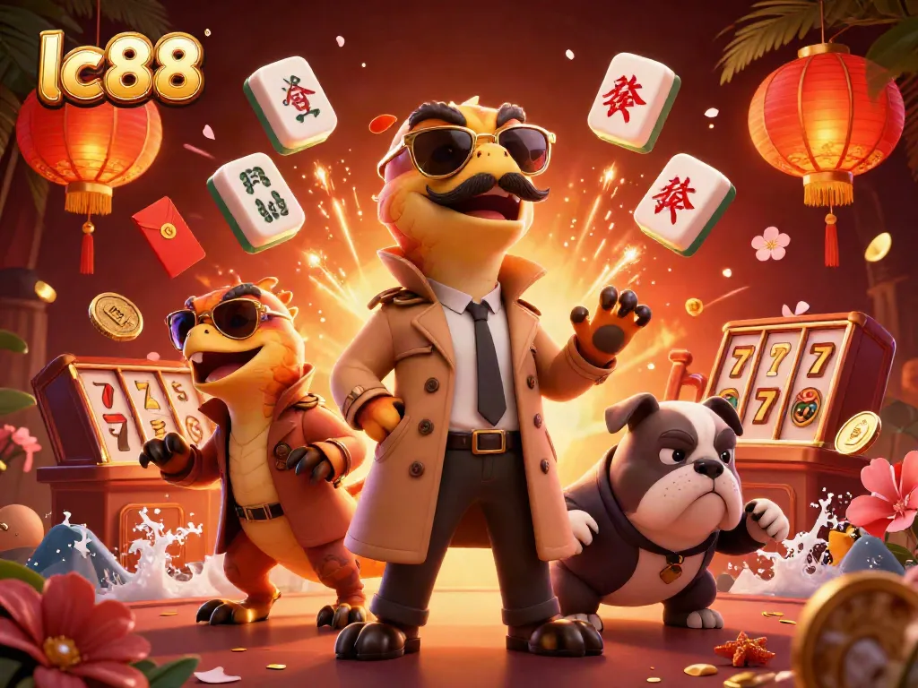 Play exciting games at lc88 casino featuring raptors in a trench coat at a VIP lounge.