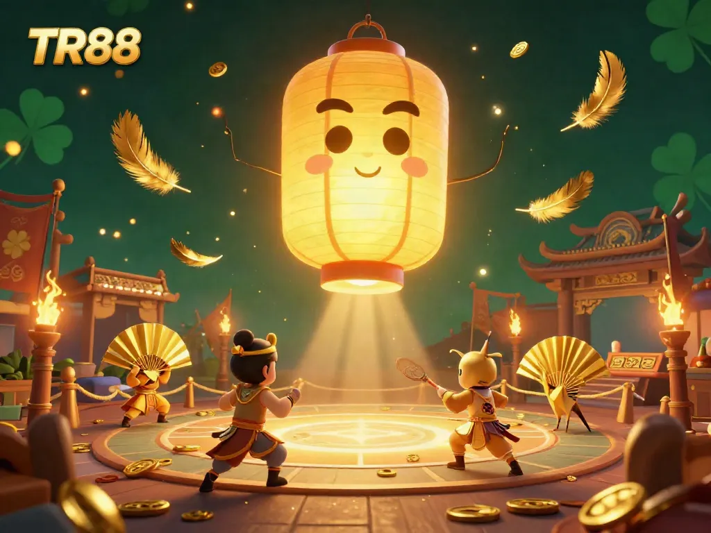Experience TR88's vibrant casino atmosphere with golden lantern spirit, warriors, and lucky symbols.