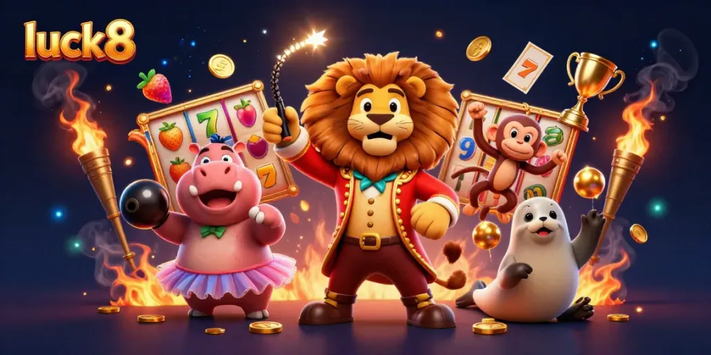 Engage in exciting gameplay at luck8 with 3D animated characters representing thrilling casino action.