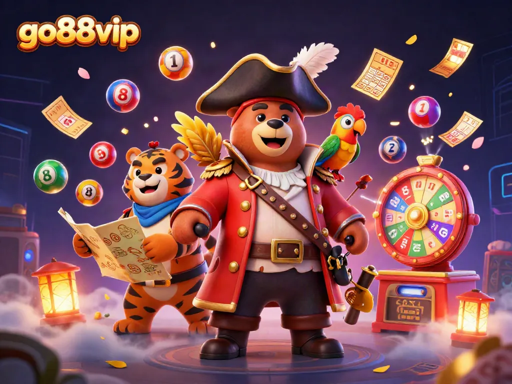 Engage with go88vip by exploring vibrant lottery balls and exciting gaming elements in a lively casino scene.