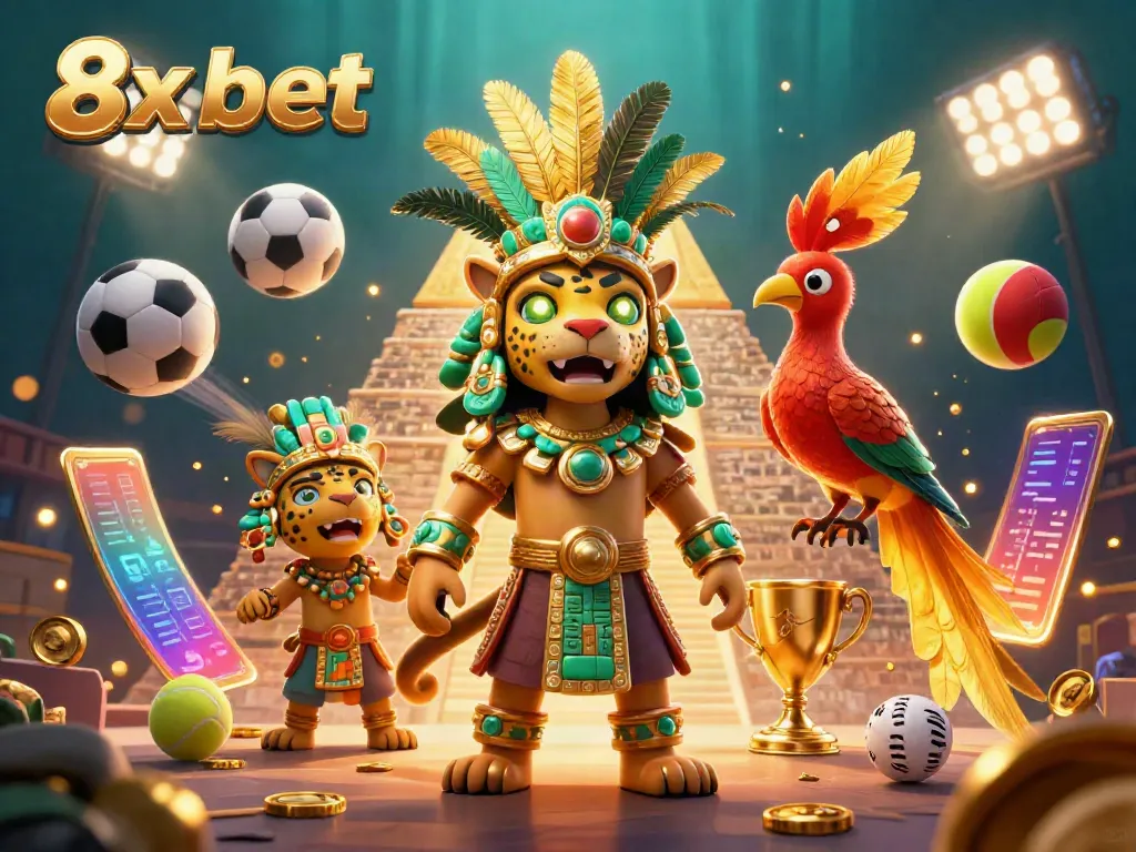 Experience thrilling 8x bet action with Mayan priest and dreamlike casino elements in a vibrant scene.