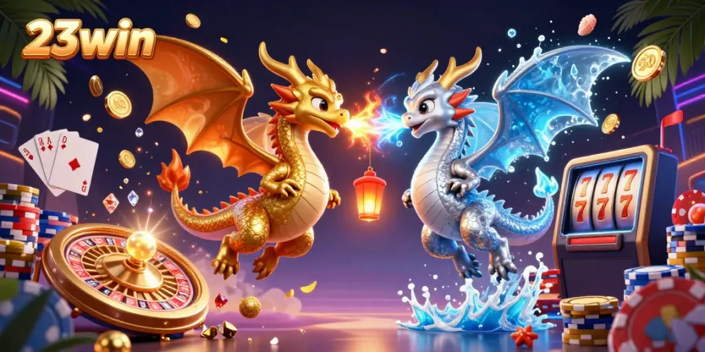 Experience thrilling wins at 23win with dynamic gameplay featuring twin dragons and casino elements.