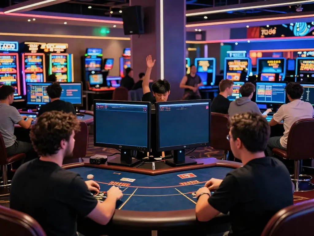 Experience the vibrant online casino gaming environment of https://ta88.network/ with players immersed in thrilling action at interactive tables.