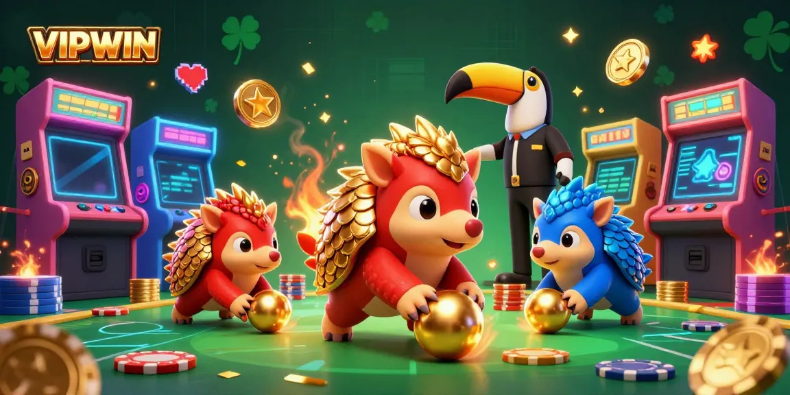 Experience thrilling gaming action with VIPWIN's energetic pangolins and casino fun!