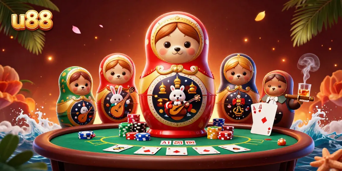 Experience thrilling gameplay at u88 with a vibrant 3D casino scene filled with dynamic characters and elements.