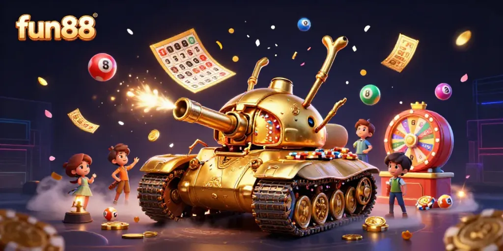Experience thrilling fun88 gameplay with a dynamic casino scene featuring a golden beetle tank.