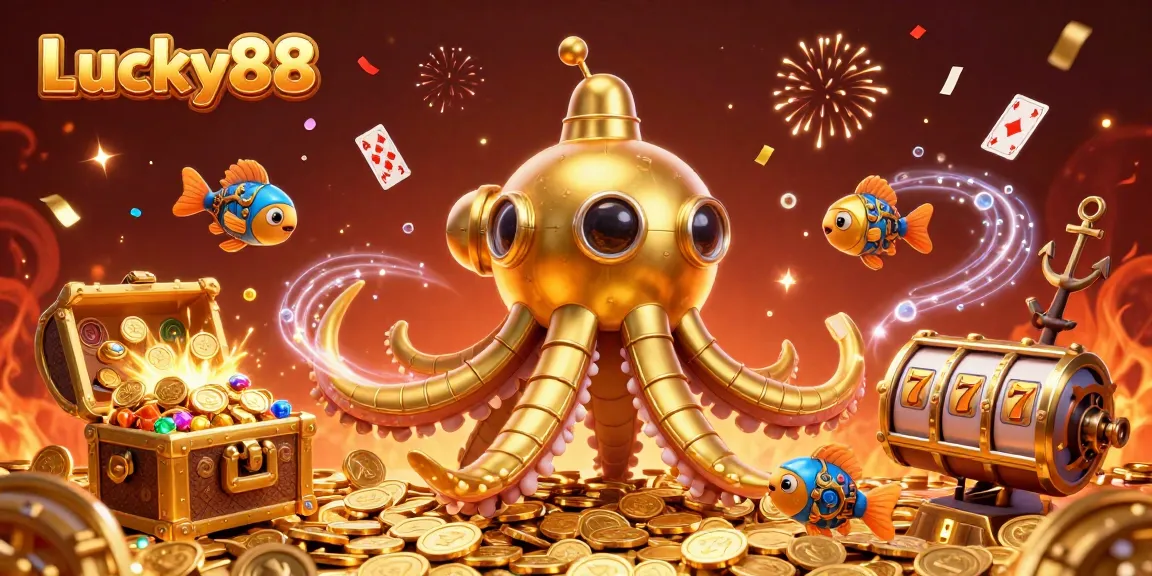 Experience Lucky88's thrilling casino with a vibrant, dynamic sea of treasures and exciting game elements.
