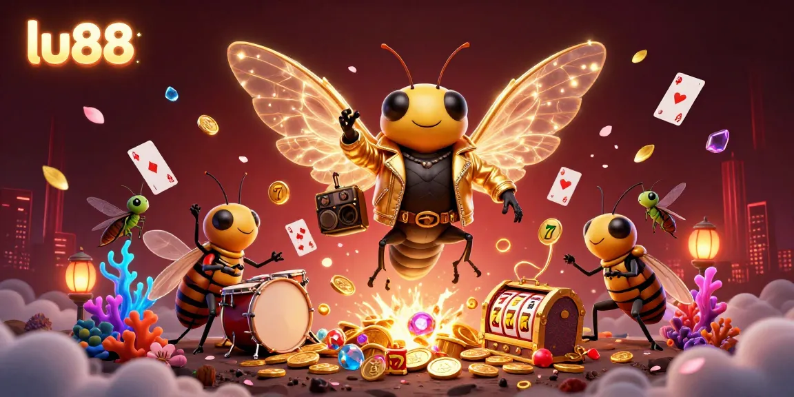 Engage with lu88's exciting world of gambling in an ultra-detailed digital 3D illustration featuring vibrant casino elements.
