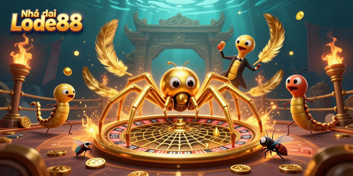 Betting at Nhà cái Lode88 with a golden spider web roulette scene