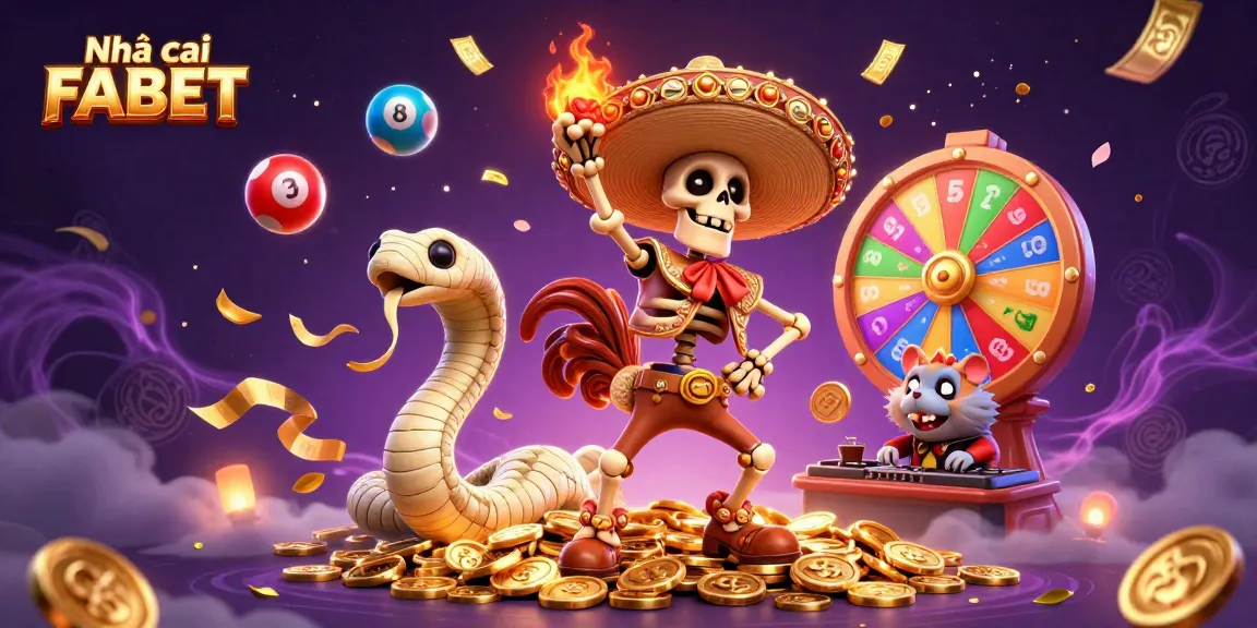 Engage with Nhà cái FABET in this vibrant illustration showcasing exciting lottery and gaming elements.