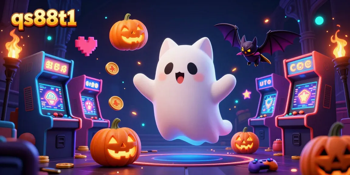 Experience the excitement at qs88t1 with a lively illustration of a ghost cat in a casino.