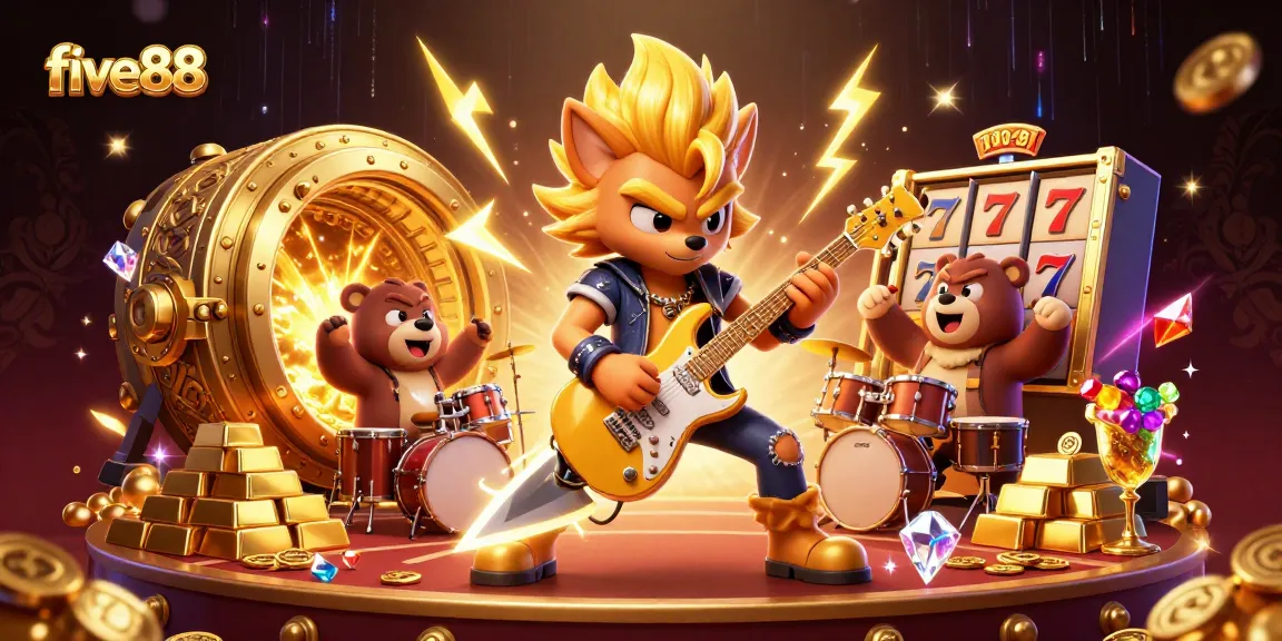 Experience the excitement of five88 with a rock star wolf and exhilarating casino action.