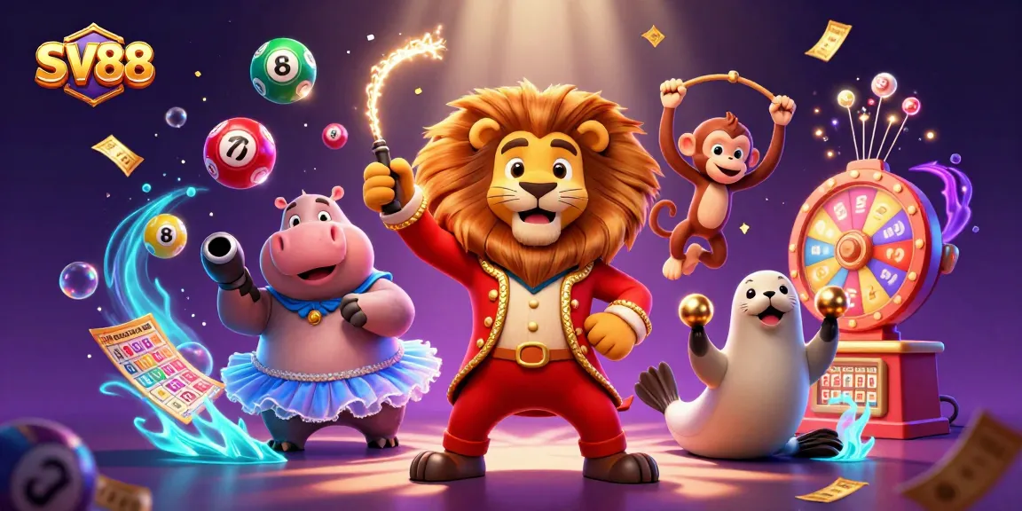 SV88 captures the excitement of gambling with lively characters and playful elements in a vibrant casino scene.