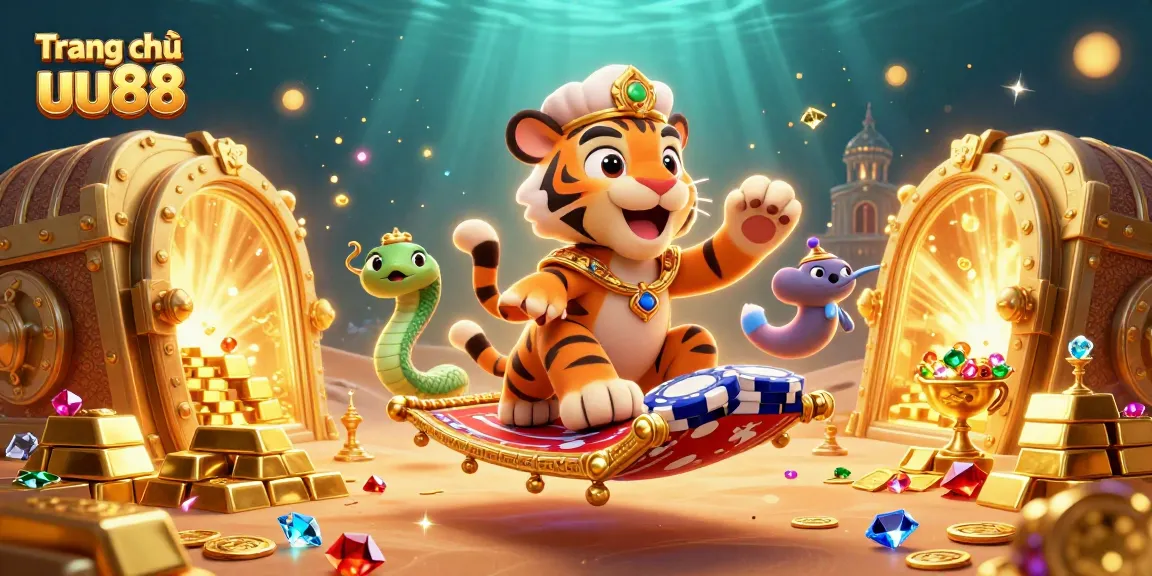 Engage with Trang chủ uu88 for exciting jackpots, featuring a vibrant Arabian-themed casino scene.