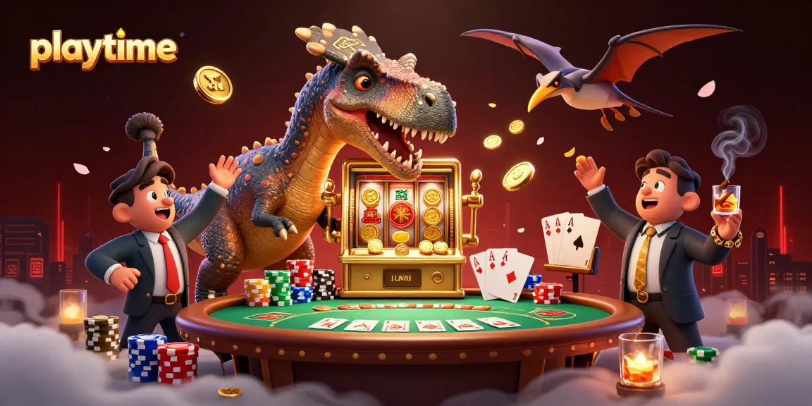 Experience excitement at playtime with 3D characters interacting in a vibrant casino scene filled with action.