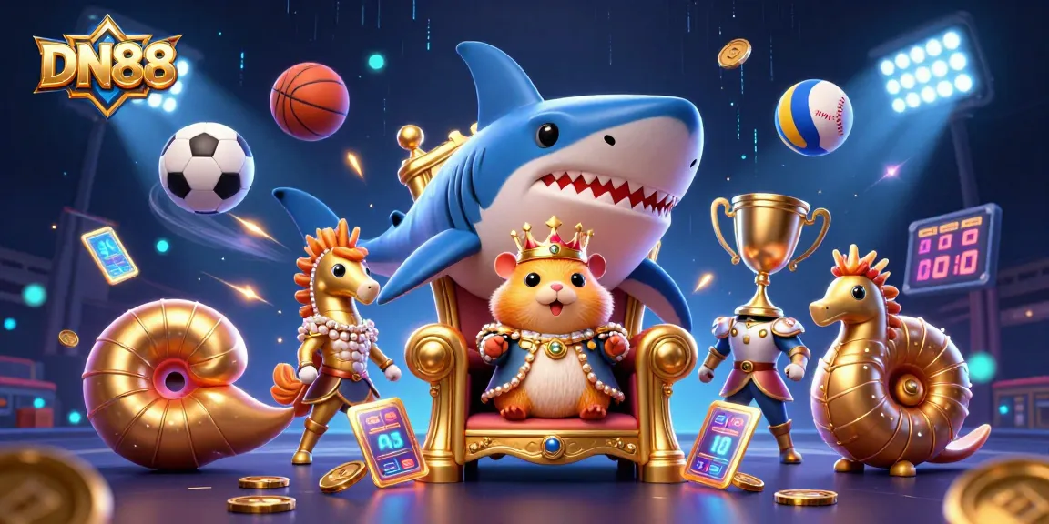Experience the vibrant world of DN88 with vivid casino elements and a magical underwater theme.