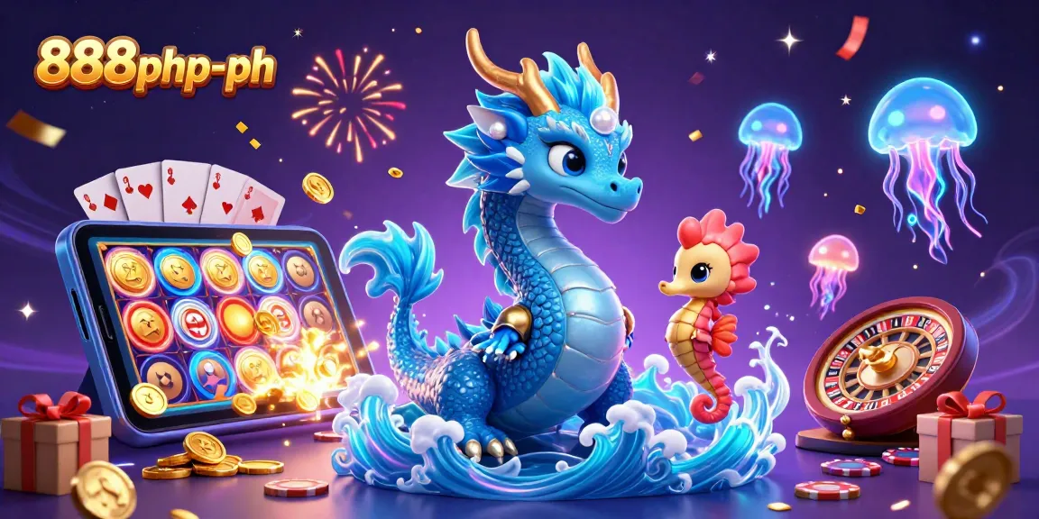 Experience the excitement of 888php-ph with an enchanting casino dragon and glowing jellyfish.