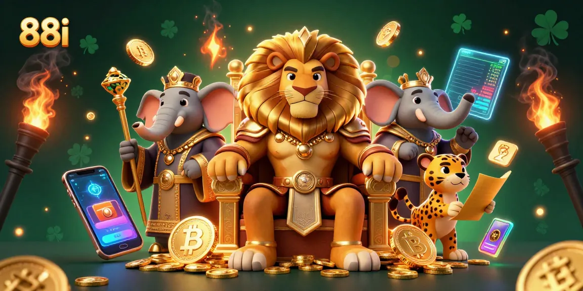 Experience exciting gaming adventures at 88i with a dynamic casino scene featuring the lion king and his royal advisors.