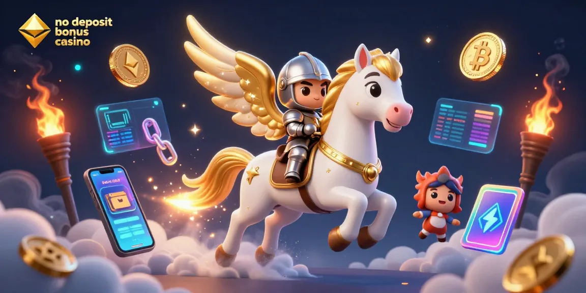 Experience the thrill of no deposit bonus casino gaming with vibrant 3D characters and crypto elements.