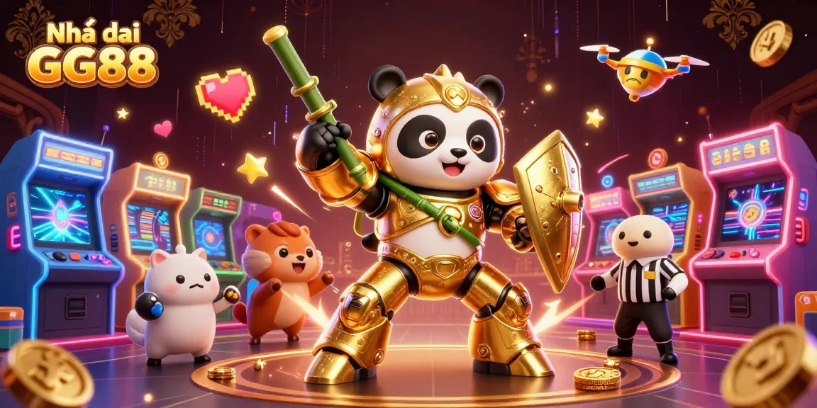 Experience thrilling gaming at Nhà cái GG88 with vibrant arcade elements and exciting 3D visual art.