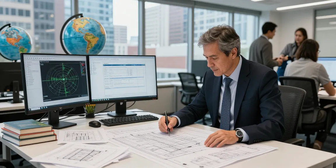 CRN Registration Canada process in a modern engineering office with professionals analyzing blueprints and CAD models.