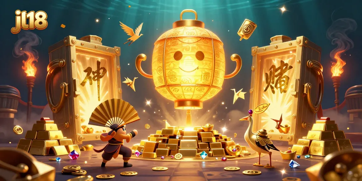 Experience thrilling gameplay at jl18, showcasing an enchanting casino scene filled with gold treasure and exciting characters.